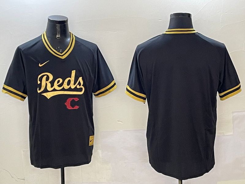 Men Cincinnati Reds Blank Black Gold Game 2025 Nike MLB Jersey style 3->cincinnati reds->MLB Jersey